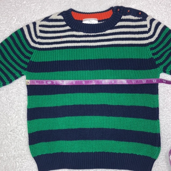 Hanna Andersson navy green button shoulder combed cotton sweater size 4 - Picture 3 of 7